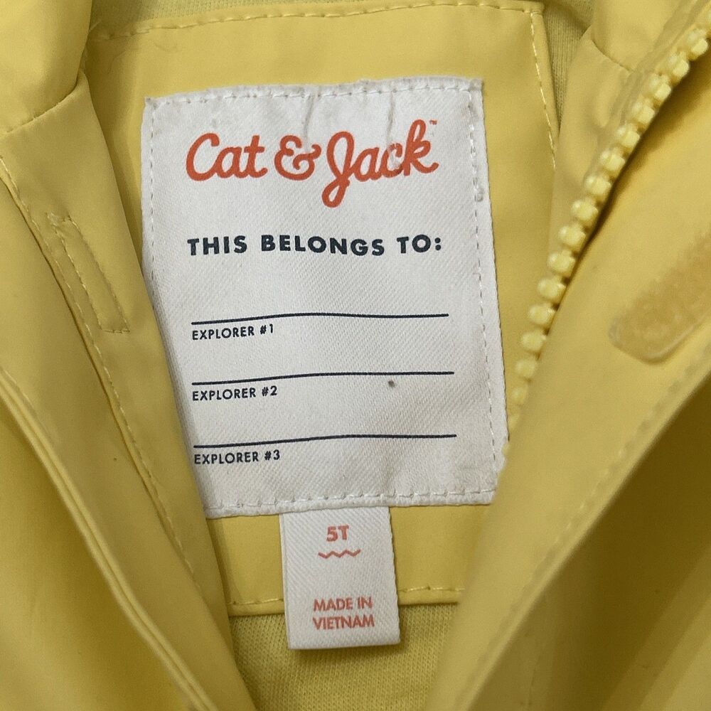 Cat & Jack Yellow Raincoat Jacket Hooded Reflective Unisex Size 5T - Picture 2 of 5